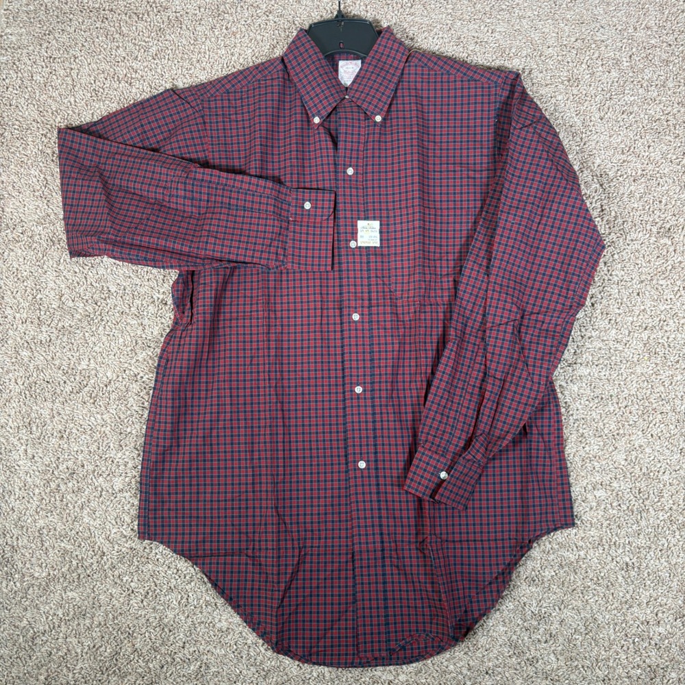 Vintage Brooks Brothers Makers Mens 15.5 R Deadstock Check Button Down Shirt USA